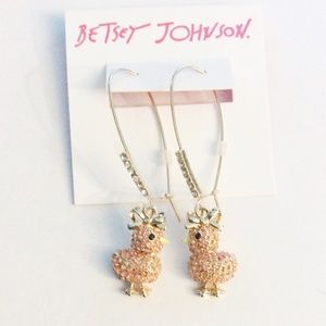 Betsey Johnson Pave Baby Chick Dangle Earrings NWT